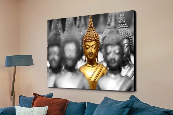 A Splash of Gold Buddha canvas, a tranquil gift for a studio A Splash of Gold Buddha canvas, a tranquil gift for a studio