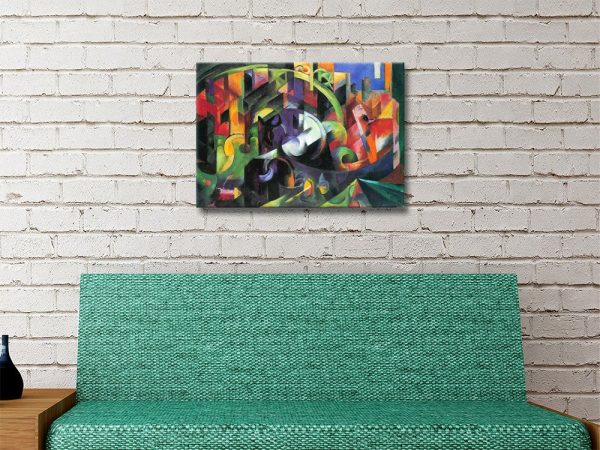 Abstract with Cattle by Franz Marc canvas, a vivid Expressionist gift for a lounge Abstract with Cattle by Franz Marc canvas, a vivid Expressionist gift for a lounge