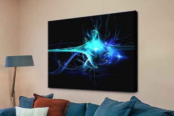 Aqua Clash abstract canvas print, dynamic aqua tones Aqua Clash abstract canvas print, dynamic aqua tones