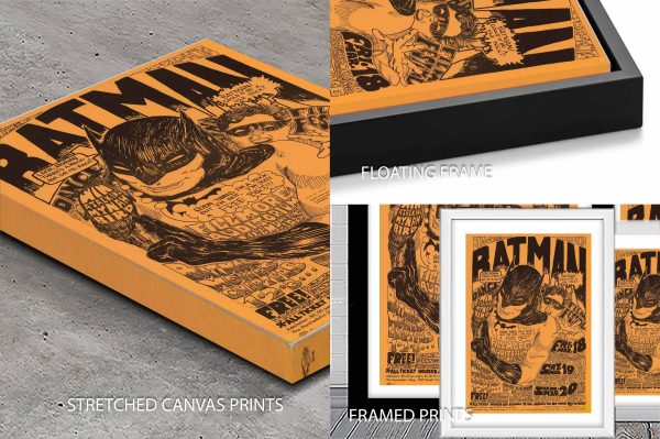 Batman poster by Bill Graham decor, retro comic-hero concert graphics