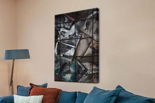 Burning Books canvas wall art, glowing embers rising from open pages