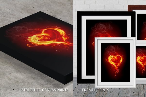 Burning Heart canvas, a passionate abstract gift for a bedroom feature wall