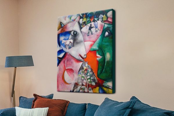 I and the Village by Marc Chagall canvas print, a dreamlike folk scene for a lounge I and the Village by Marc Chagall canvas print, a dreamlike folk scene for a lounge