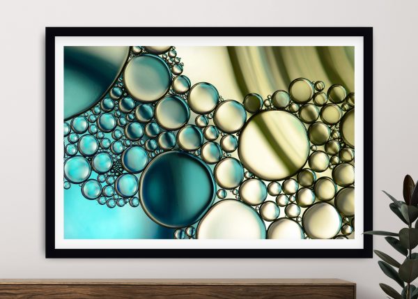 Contemporary Bubbles framed art, floating abstract circles in bright colour Contemporary Bubbles framed art, floating abstract circles in bright colour