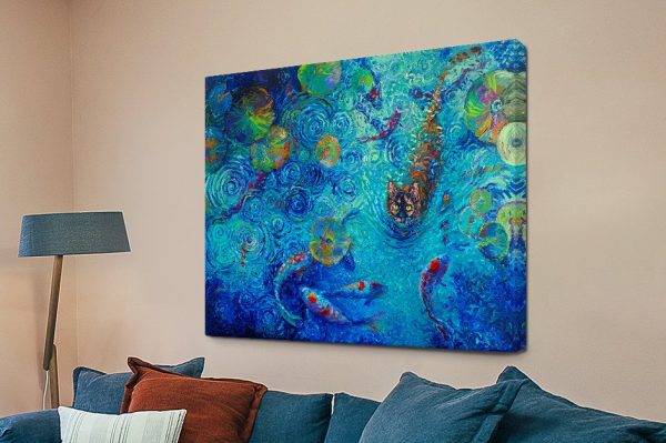 Coy Kitty by Iris Scott canvas print, a finger-painted cat for a bedroom Coy Kitty by Iris Scott canvas print, a finger-painted cat for a bedroom