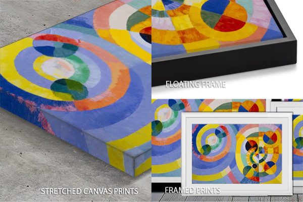 Delaunay Circular Forms canvas print, vibrant concentric colour-wheel abstract Delaunay Circular Forms canvas print, vibrant concentric colour-wheel abstract