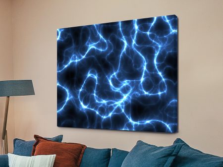 Electric Blue abstract canvas, vivid cobalt forms with bright energy