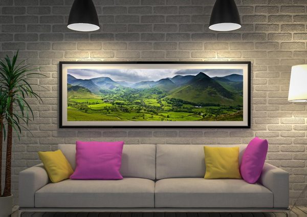 Lake District panoramic canvas, a serene landscape gift for a lounge wall Lake District panoramic canvas, a serene landscape gift for a lounge wall
