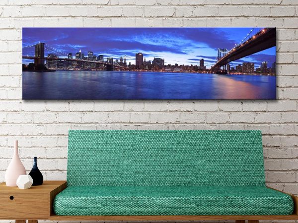 From the modern art collection Manhattan Skyline wall art showing city typographic print