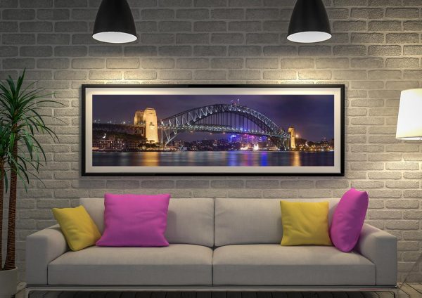 Sydney Harbour Bridge panoramic canvas, a bold city gift for a lounge wall Sydney Harbour Bridge panoramic canvas, a bold city gift for a lounge wall