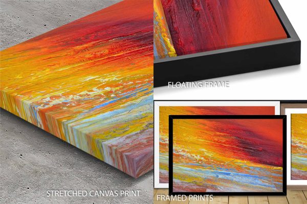 Angry Sunset wall decor, fierce red and orange sky ablaze over horizon
