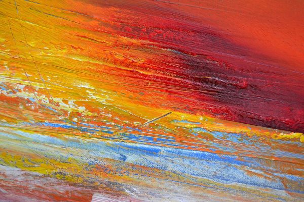 Angry Sunset landscape art, fierce sky ablaze with vivid neon reds and oranges at dusk