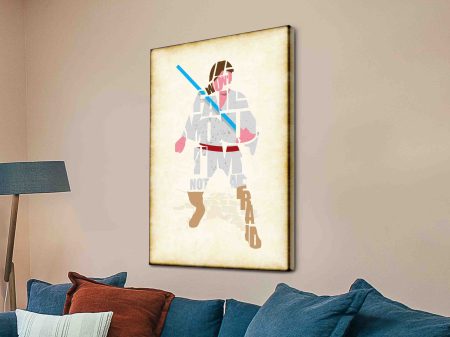 Luke Skywalker typographic Star Wars canvas print, a bold fan gift for a games room Luke Skywalker typographic Star Wars canvas print, a bold fan gift for a games room