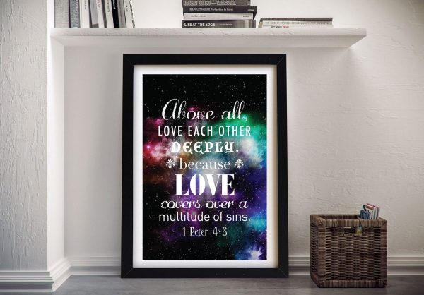 1 Peter 4 8 framed scripture art, love covers all in soft typography 1 Peter 4 8 framed scripture art, love covers all in soft typography