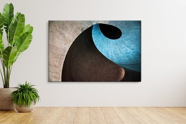 Blue Spirals canvas print, a bold architectural gift for a home office Blue Spirals canvas print, a bold architectural gift for a home office