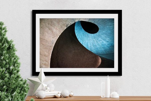 Blue Spirals framed print, a striking architectural gift for a study Blue Spirals framed print, a striking architectural gift for a study