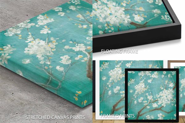 White cherry blossoms on blue print, soft blooms scattered on deep blue White cherry blossoms on blue print, soft blooms scattered on deep blue