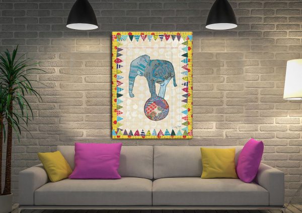 Circus Fun animal collage canvas, colourful playful creature for kids Circus Fun animal collage canvas, colourful playful creature for kids