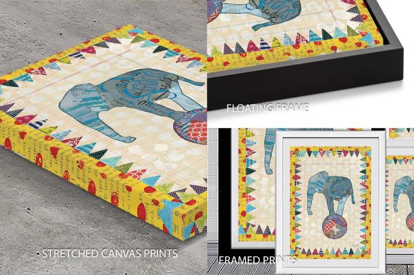 Circus Fun animal collage print, bright kids' circus artwork Circus Fun animal collage print, bright kids' circus artwork