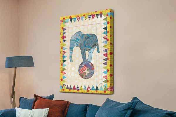 Cute elephant collage canvas, colourful playful elephant for kids Cute elephant collage canvas, colourful playful elephant for kids
