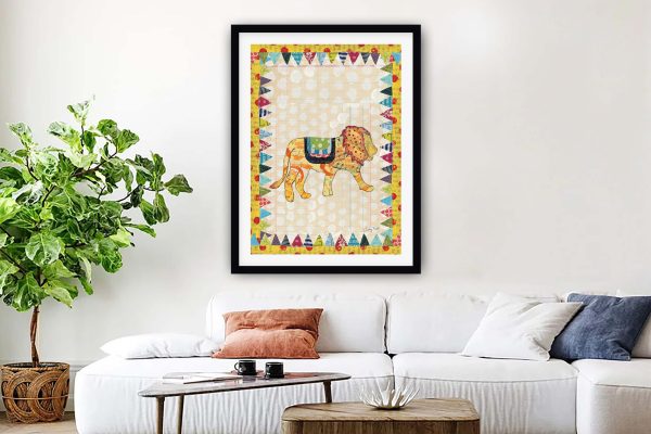 Circus Fun lion collage framed art, colourful playful lion for kids Circus Fun lion collage framed art, colourful playful lion for kids