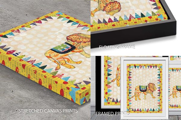 Circus Fun lion collage print, vibrant kids' animal artwork Circus Fun lion collage print, vibrant kids' animal artwork