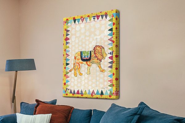 Circus Fun lion collage print, bright cheerful lion for a child's room Circus Fun lion collage print, bright cheerful lion for a child's room