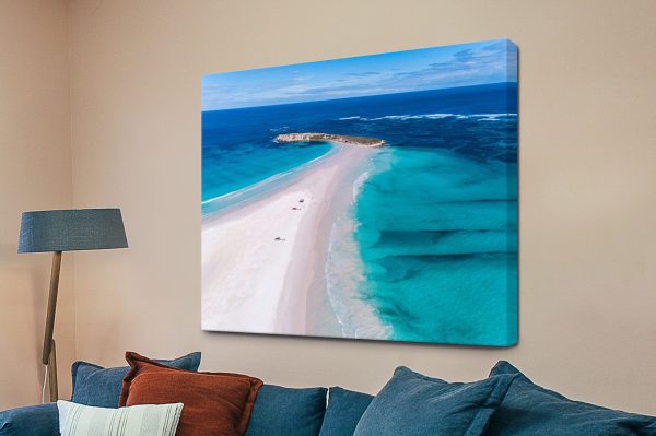 Wedge Island by Matt Day canvas, aerial view of turquoise coastline