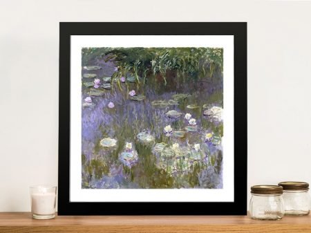 Water Lilies by Claude Monet framed print, floating lilies on a soft rippled pond Water Lilies by Claude Monet framed print, floating lilies on a soft rippled pond