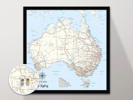 Light blue Australia map framed art, a soft map gift for a lounge or office wall Light blue Australia map framed art, a soft map gift for a lounge or office wall