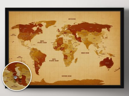 Vintage World Travel Map canvas, a stylish gift for a well-travelled hallway