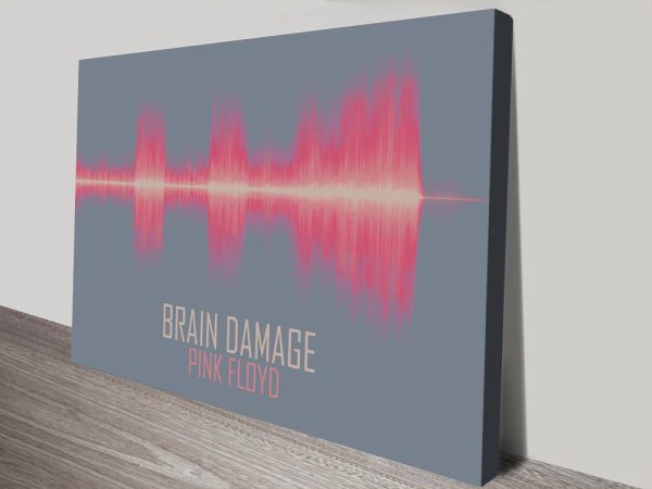 Pink Floyd Brain Damage soundwave canvas, a striking music gift for a lounge