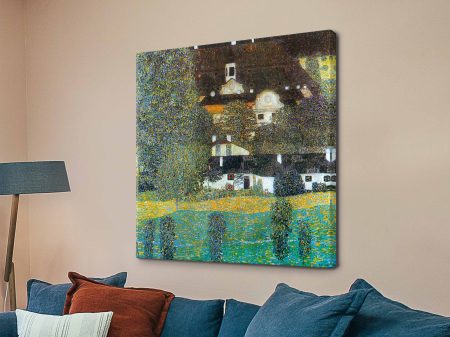 Castle Chamber at Attersee II by Gustav Klimt, serene lake castle in rich patterned colour