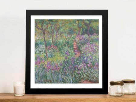 Monet Iris Garden at Giverny canvas, a lush Impressionist gift for a bedroom Monet Iris Garden at Giverny canvas, a lush Impressionist gift for a bedroom