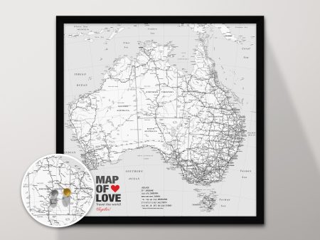 Black and white Australia push pin map, a personalised travel gift for a study wall Black and white Australia push pin map, a personalised travel gift for a study wall