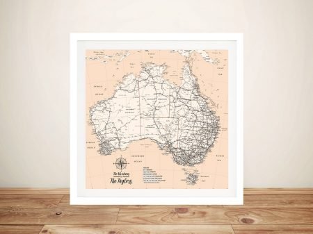 Australia peach push pin travel map framed, a soft-toned travel gift for a bedroom Australia peach push pin travel map framed, a soft-toned travel gift for a bedroom