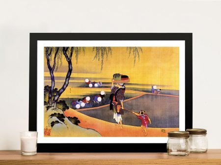 Hokusai Rice Fields framed art, a serene Japanese-landscape gift for a study