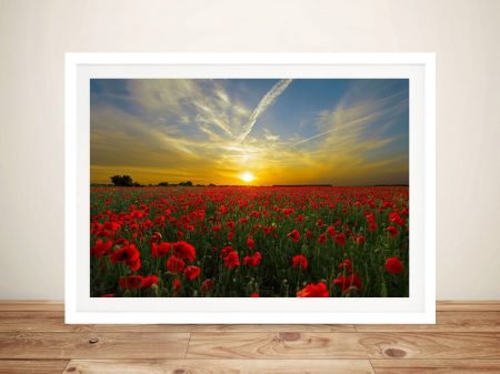 Poppy Field Sunset canvas, a romantic floral gift for a warm bedroom Poppy Field Sunset canvas, a romantic floral gift for a warm bedroom