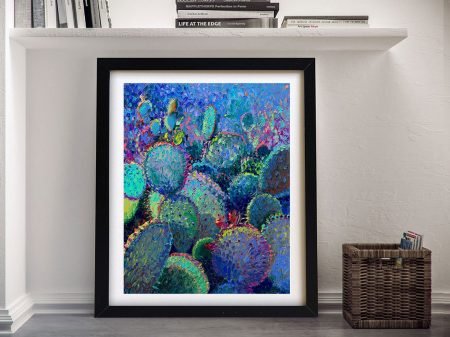 Cactus Refractus framed canvas by Iris Scott, a rich botanical gift for a lounge Cactus Refractus framed canvas by Iris Scott, a rich botanical gift for a lounge