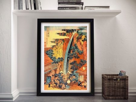 Waterfalls in All Provinces canvas by Hokusai, a serene gift for a hallway