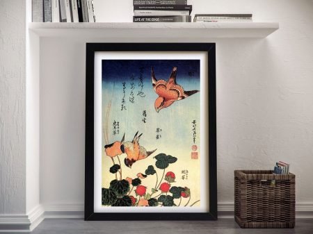 Wild Strawberries and Birds canvas by Hokusai, a delicate gift for a kitchen Wild Strawberries and Birds canvas by Hokusai, a delicate gift for a kitchen