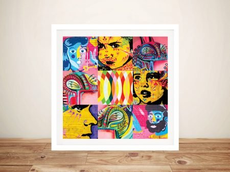 Wall of Faces graffiti collage canvas, an edgy street-art gift for a games room Wall of Faces graffiti collage canvas, an edgy street-art gift for a games room