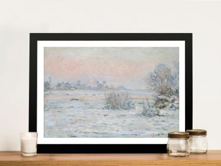 Winter Sun at Lavacourt by Monet canvas, a serene winter gift for a study wall Winter Sun at Lavacourt by Monet canvas, a serene winter gift for a study wall