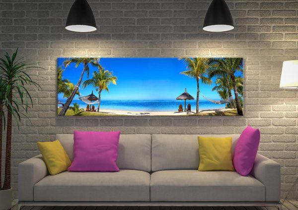 Mauritius Beach panorama canvas, a breezy tropical gift for a bedroom wall Mauritius Beach panorama canvas, a breezy tropical gift for a bedroom wall