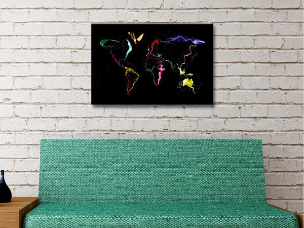 Abstract Paint world map canvas, a vibrant modern gift for a study feature wall Abstract Paint world map canvas, a vibrant modern gift for a study feature wall