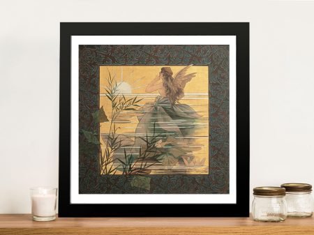 Winged Nymph at Sunrise by de Riquer, a graceful Art Nouveau gift for a bedroom