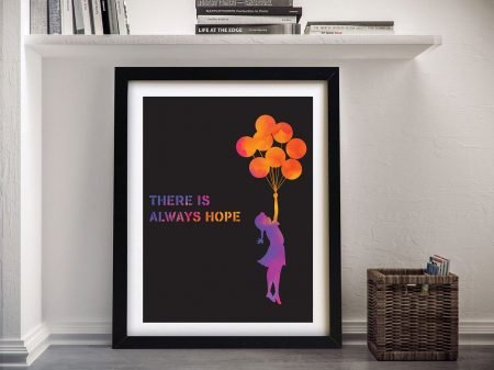 Banksy watercolour balloons framed print, a poignant gift for a bedroom wall Banksy watercolour balloons framed print, a poignant gift for a bedroom wall
