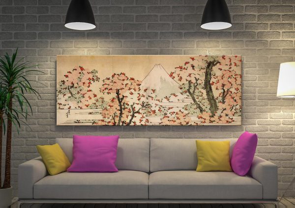 Hokusai Mount Fuji Behind Cherry Trees canvas print, scenic cityscape artwork Hokusai Mount Fuji Behind Cherry Trees canvas print, scenic cityscape artwork