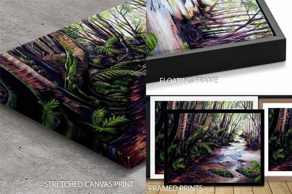 Along the Creek landscape print, a serene Australian art gift for a lounge wall Along the Creek landscape print, a serene Australian art gift for a lounge wall