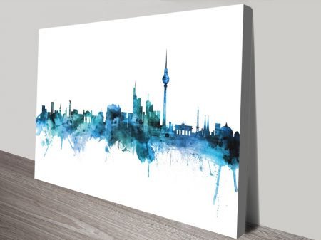 From the modern art collection Berlin Germany Skyline canvas print showing city typographic print From the modern art collection Berlin Germany Skyline canvas print showing city typographic print